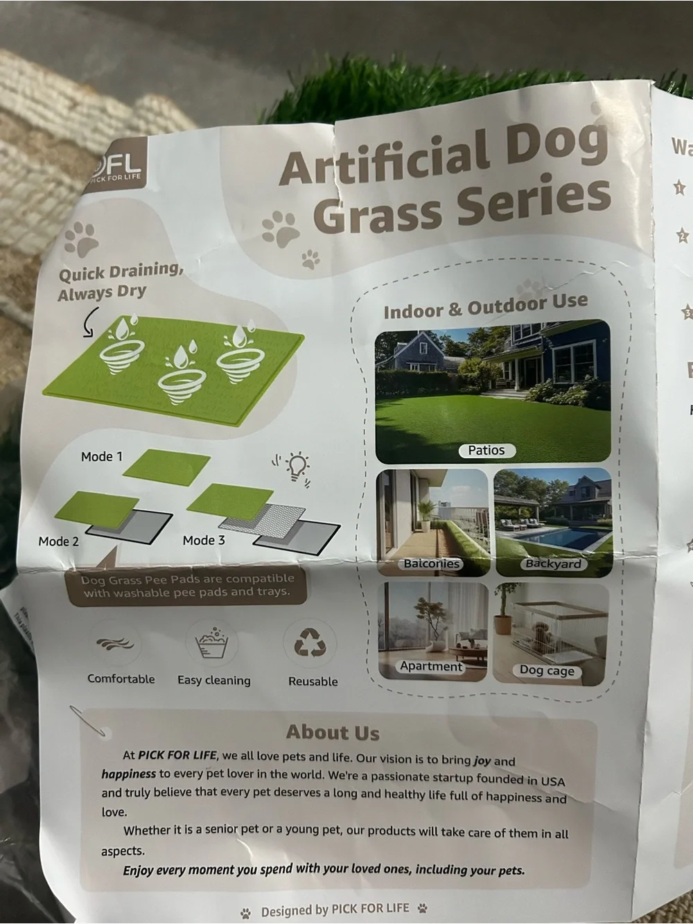 Artificial Grass Turf Mat - Green -